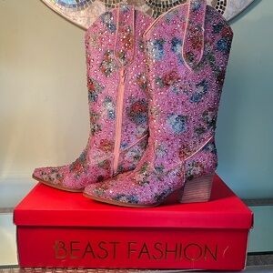 BEAST FASHION Multicolor Embellished Heeled Boots